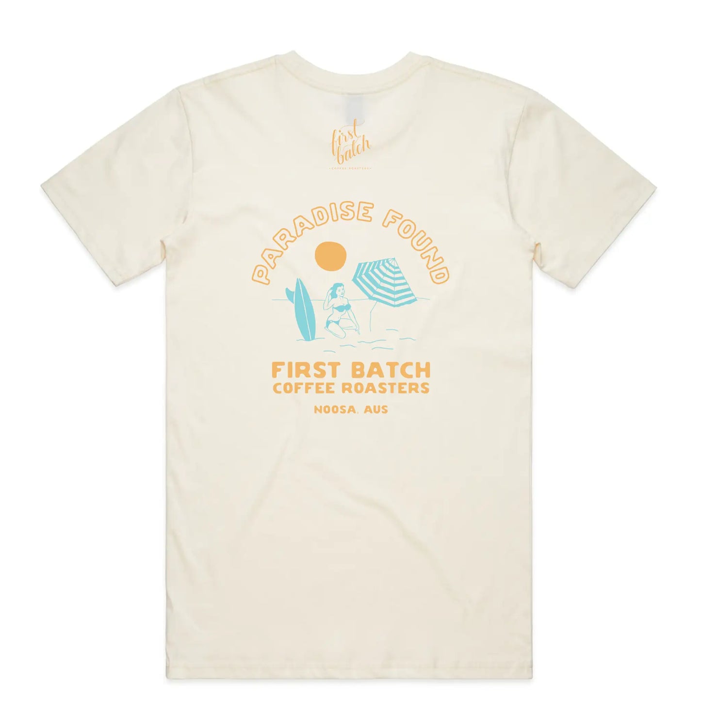 First Batch Coffee Roasters - Branded Merch - First Batch Tee Natural - Noosa Beach
