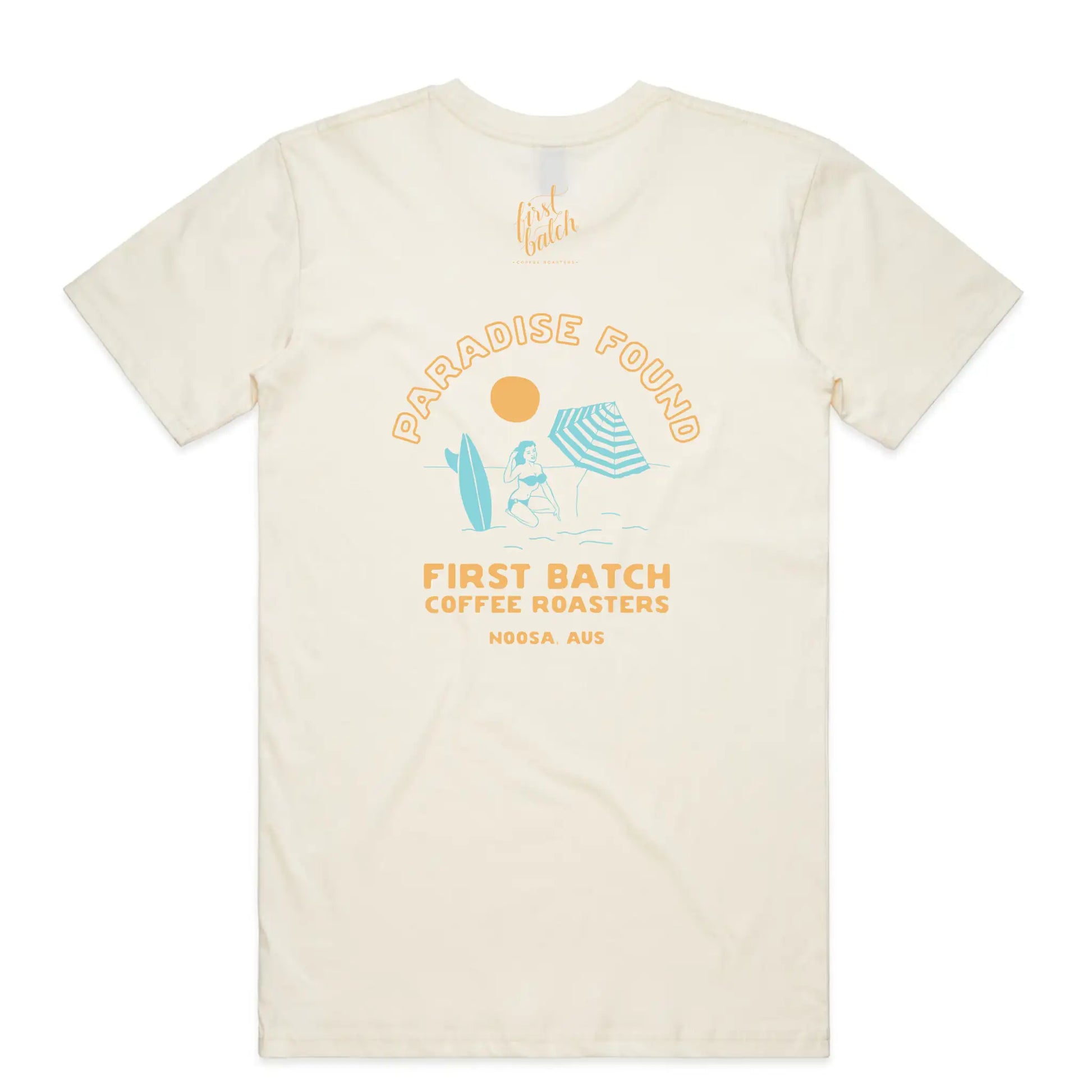 First Batch Coffee Roasters - Branded Merch - First Batch Tee Natural - Noosa Beach